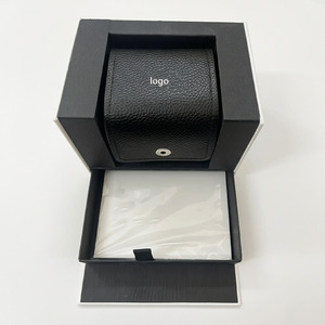 Estuche Cuadrado Negro para Reloj con Interior de Cuero Sintético y Cierre de Botón, Funda Protectora para Relojes de Lujo - Product Image 6