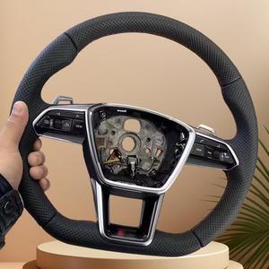 Volant en cuir pour <span class=keywords><strong>Audi</strong></span> Q3 Q5 Q7 A6 A7 C8 <span class=keywords><strong>A1</strong></span> A3 A5 A7 amélioré S6 S7 RS 6 RS 7 Sport volant chauffant à fond plat - Product Image 1