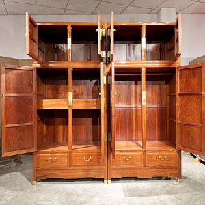 Armario de Madera Maciza de Estilo Chino Clásico JJH, Madera de Palisandro Rojo Birmano, Madera de Sándalo Rojo, Armario Pequeño de Alta Gama para Dormitorio - Product Image 2