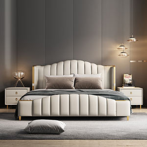 Meubles de chambre à coucher d'hôtel en bois de pin moderne de luxe léger lit King Size double pour ensemble de chambre à coucher - Product Image 5