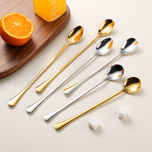 Cuillère à mélanger en acier inoxydable poli miroir de 28 cm, cuillère à <span class=keywords><strong>glace</strong></span> pour cadeaux d'affaires, cuillères à dessert pour sundae, <span class=keywords><strong>latte</strong></span>, <span class=keywords><strong>macchiato</strong></span> - Product Image 6