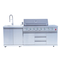 Barbecue à gaz en acier inoxydable à 6 brûleurs de haute qualité cuisine extérieure avec armoire réfrigérée pour barbecue et cuisson