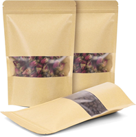 Sac réutilisable en papier kraft personnalisé à fermeture éclair zip-lock pochette debout cerneaux de noix de fenêtre sac d'emballage alimentaire en plastique pour bonbons épices