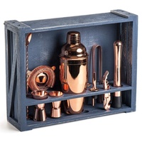 Support en bambou fait à la main Outils de bar en acier inoxydable 304 de luxe 11pcs USA Stock Premium Barman Kit Whisky Cocktail Shaker Set
