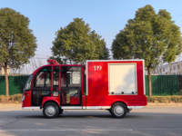Camion de pompiers électrique à double rangée de 5 places, réservoir d'eau de 1T, canon à eau haute pression, outils de lutte contre l'incendie personnalisables, etc.