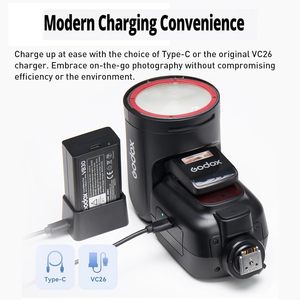 Flash para Cámara <span class=keywords><strong>Godox</strong></span> <span class=keywords><strong>V1</strong></span> Pro C V1Pro-C, 76 Ws, 2.4 G, TTL, 1/8000 HSS, 500 Destellos de Potencia Completa, Tiempo de Reciclaje de 1.3 s, Batería de Iones de Litio de 2980 mAh - Product Image 4