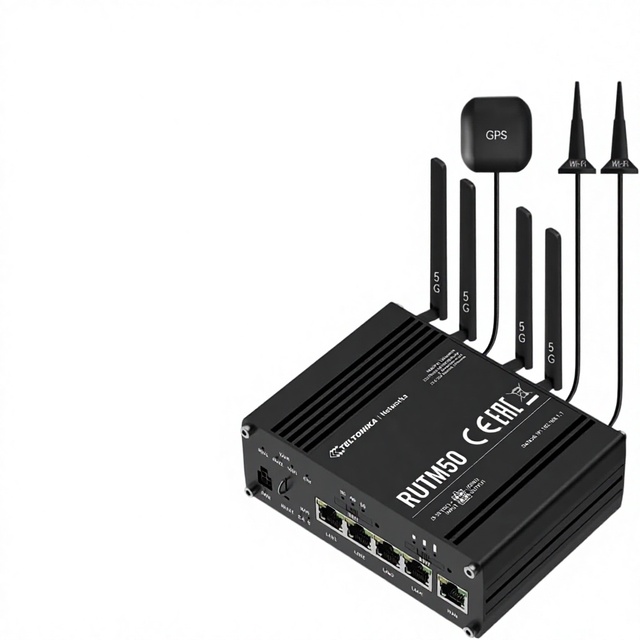 LINOVISION Teltonika RUTM50000000 Industrial 5G Cellular Router Wireless 5 Gigabit Ethernet Ports Dual SIM Auto-Failover Wi-Fi