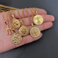 Street Man Vintage Art Grieks Mythologie God Zeus Ketting Roestvrij Staal Aartsengel Engel Hanger Romeinse Munt Ketting