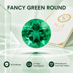 Diamant rond brillant vert vif fantaisie, taille brillant, certifié IGI, clarté VS1, diamant CVD pour bijoux - Product Image 2