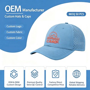 Gorra de Golf OEM de Alta Calidad con Parche de Goma, Perforada y Transpirable, Visera Plana, 7 Paneles, Corte Láser, Cierre a Presión - Product Image 1