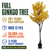 Arbre de Ginkgo Artificiel, Plante Artificielle, Feuilles Jaunes, Feuillage d'Automne Réaliste, Plante en Pot, Intérieur, Hôtel, Fournisseur en Gros