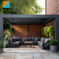 Hava Koşullarına Dayanıklı Alüminyum Pergola Elektrikli Panjurlu Çatı Açık Hava Veranda Kamelyası Bahçe Arka Bahçe Yemek Alanları için