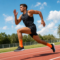 Chaussettes de course anti-microbiennes à compression, respirantes, en mesh, blanches, pour entraînement en extérieur et salle de sport