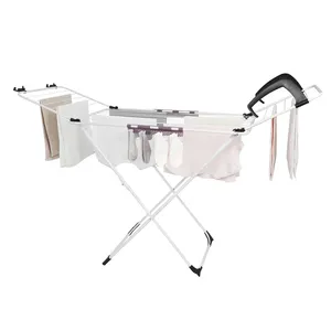 Home Foldable Cloth Hanger Stand Metal Clothes Laundry Drying Rack Saves Space Portable Dryer Collapsible Laundry Clothes Stand