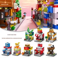 Blocs de construction en plastique ABS pour enfants, petites particules, scène de rue, modèle d'architecture urbaine, compatibles pour l'assemblage éducatif