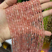 Perles en pierre naturelle de 6-8 mm, quartz cerise, cristal irrégulier, couleur rose, perles en vrac pour la fabrication de bijoux, bracelets DIY, accessoires