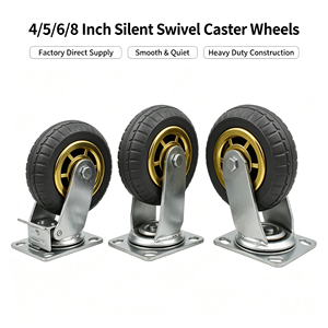 Stainless Steel Iron <b>Rubber</b> Polyurethane 4 Inch Nylon Swivel Caster Wheel Dual Lock Brake Water Resistant Heavy Duty Food Grade - Product Image 3