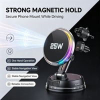 Nouveaux accessoires de voiture tendance : Ventilateur de refroidissement flexible pour téléphone portable RGB 25W, support de chargeur sans fil magnétique pour voiture