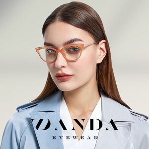 DANDA Women Cat Eye Eyeglasses <b>Frame</b> <b>Black</b> TR90 Full Rim Clear Lenses J836 - Product Image 2