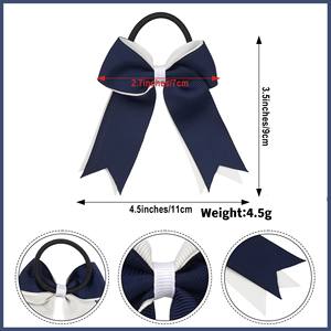 Lazos para el Cabello Grandes Bicolor Hechos a Mano para Adolescentes, Niñas, Sóftbol, Animadoras, Deportes - Azul Bosque/Amarillo, Decoración Suave para la Cabeza - Product Image 6