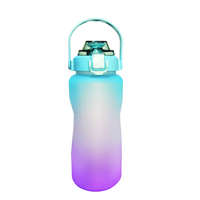 Bouteille d'eau réutilisable unisexe 3-en-1, idéale pour les voyages, avec marqueur de temps et paille, en PP, pour le sport, la gym et le fitness