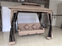 Lit balançoire de jardin 3 places avec moustiquaire, chaise suspendue fonctionnelle résistante aux UV, hamac suspendu avec structure métallique