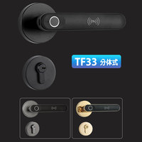 Serrure de porte intelligente Qleung S607 noire avec application Tuya BLE, en alliage d'aluminium, déverrouillage par empreinte digitale/clé, pour appartement en bois/acier, garantie 2 ans, Cloud