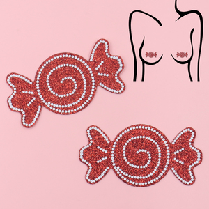 Noël jetable mignon fille Sexy mamelon couverture bonbons forme personnalisé mamelon Pasties Sexy seins poitrine couverture poitrine autocollants paillettes - Product Image 1