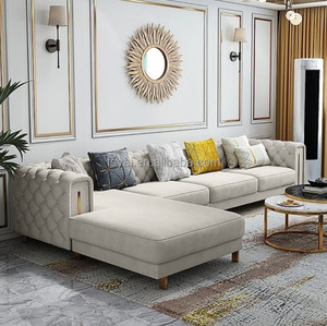 Sofá seccional en forma de L, juego de sofás para sala de estar, diseños modernos para muebles de sala de estar, juego de sofás para sala de estar de tela - Product Image 1