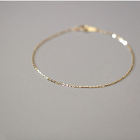 Bracelet chaîne simple en or plaqué 14 carats CAIOOCHE, argent sterling 925, cadeau pour femmes, bijoux fins pour la fabrication de bijoux