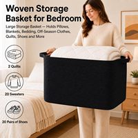 Panier en corde tressée de coton 118L avec poignée - Très grand pour le rangement dans le salon, la chambre d'enfant, les jouets et les couvertures