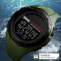 Skmei 1405 jam tangan Alarm LED pria, jam tangan Digital anti air 50M dengan tampilan tanggal pekan modis, lampu LED, Jam Alarm