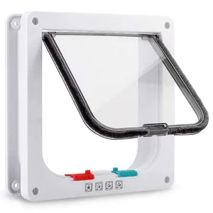 Porte pour animaux de compagnie verrouillable à 4 modes, porte à <span class=keywords><strong>double</strong></span> <span class=keywords><strong>sens</strong></span> pour chat et chien, pour porte en verre ou en bois - Product Image 5