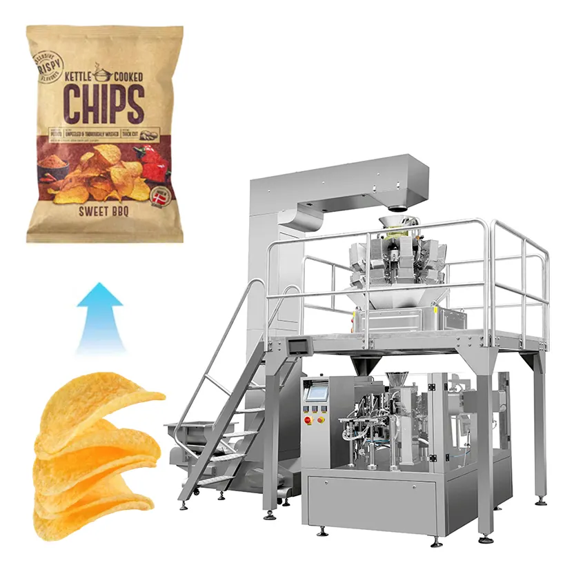 Fully Automatic Banana Potato Chips Popcorn Packaging Machines Crisp Granular Bagging Packing Machine