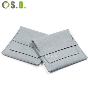 Bolso de terciopelo gris nuevo con logotipo personalizado de Shero, bolso para joyería con logotipo - Product Image 1