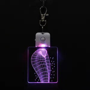 Nouvelles lampes d'illusion 3D acryliques colorées Design serpent Cool porte-clés Led en cristal porte-clés Abs porte-clés pour porte-clés