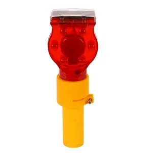 Lampu peringatan flasher baricade keselamatan jalan warna merah surya dengan 6 buah LED