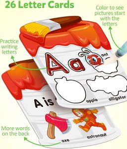 Tarjetas de Pintura con Agua para Aprender el Alfabeto, Tarjetas de Vocabulario Reutilizables para Dibujar con Agua - Product Image 3