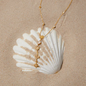 Collier en <span class=keywords><strong>Y</strong></span> en acier inoxydable plaqué or 18 carats J&D Jewelry pour femmes, avec pendentifs multiples en forme de cœur, serpent, étoile, marquise et zircon. - Product Image 6