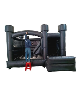 Alquiler de castillo inflable negro con tobogán, piscina y zona de juegos acuáticos. - Product Image 1