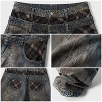 DiZNEW Jeans vintage délavés pour homme, taille super ample, coupe ballon, jambe large, denim, style darkwear streetwear OEM