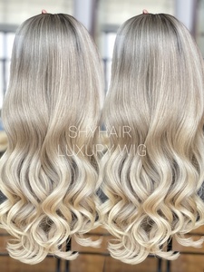 Nouveau design Perruque blonde transparente Lace Front de cheveux vierges européens avec bande de silicone Patchwork Lace Eartaps - Product Image 2