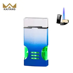 Coupe-vent Flamme Réglable Personnalisé Métal Cigarette Unique Torche Briquet Pour Fumer Avec Lumière LED