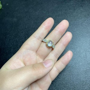 S925 Pure Silver Diamond Inlaid <b>Ring</b> Xiuyu White <b>Ice</b> Material High-End Fashionable Versatile New Chinese Style One Size - Product Image 5