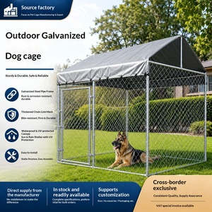 Gabbia per Cani in Acciaio Zincato Resistente, Impilabile, con Rete a Maglia Diamantata, Portatile e Pieghevole, Box per Animali Domestici, Cuccia per Allevamento all'Aperto - Product Image 3