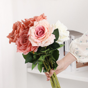 Roses artificielles, bouquet de fleurs en soie de 52 pièces, haute simulation, décoration de mariage, arrangement pour salon et entrée - Product Image 4