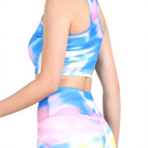 เสื้อชั้นในกีฬาผู้หญิงแบบ Tie Dye รองรับแรงกระแทกสูง เสื้อครอปออกกำลังกาย ระบายอากาศ แห้งเร็ว สำหรับโยคะ ฟิตเนส และชุดออกกำลังกาย - Product Image 2