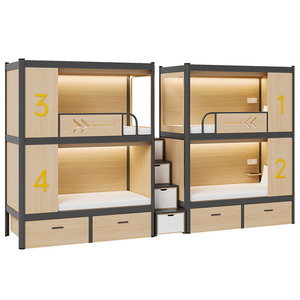 Literas duraderas y elegantes con marco de madera y metal, cápsulas para dormir con escaleras y camas de <span class=keywords><strong>hostal</strong></span> de almacenamiento - Product Image 6