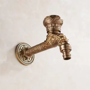 Banyo musluk çamaşır makinesi musluk açık musluk Bibcock antik bronz ejderha oyma su dokunun