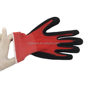 Vente chaude de gants de travail en latex enduits de latex tactile à la main multi flex rouge et noir bonne adhérence - Product Image 4